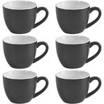 homEdge Mini Procelain Espresso Cup, 3 Ounces / 90 ml Tiny Coffee Mugs Demitasse for Espresso, Tea- Set of 6, Black