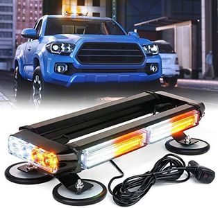 Xprite White Amber COB LED Strobe Rooftop Flashing Light Bar Double Side Hazard Warning Beacon Lights w/Magnetic Base for Emergency Safety Vehicles Tow Trucks Cars Tractor Snowplow