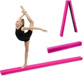 M.J COMFY-LIFE 2.1M (7FT) Folding Gymnastics Balance Beam for Kids - Home Training Beam with Non-Slip Suede Surface, Supports 100kg, Lightweight 4kg for Practice, Beginner to Pro (Pink)