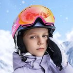 COPOZZ Kids Ski Goggles, G3 Children (Age 2-12) Snow Snowboard Goggles - Helmet Compatible Over Glasses OTG Non-Slip Strap UV400 for Child Youth Boys Girls (G3-Pink-Pink(VLT 50%))