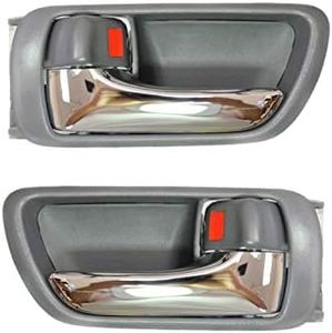 PT Auto Warehouse TO-2469MG-DS - Inner Interior Inside Door Handle/Trim, Gray Housing with Chrome Lever - Left/Right Pair