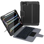 Nillkin iPad Pro 11 inch Case with Keyboard (M5 2025/M4 2024), Magic Trackpad, 7 Colors Backlit, Portrait/Landscape Modes, Detachable & Rugged iPad Keyboard Case for iPad Pro 11” 5th Generation, Black