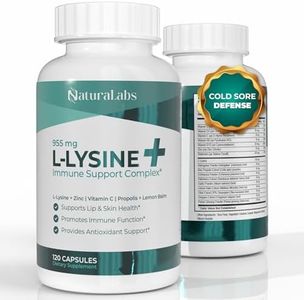 NATURALABS L-Lysine + Cold Sore Immune Support Supplement – with Vitamin C, Zinc, Bee Propolis, Lemon Balm & 9-in-1 Herbal Complex – Promotes Lip & Skin Health – Antioxidant Immune Formula – 120 Ct