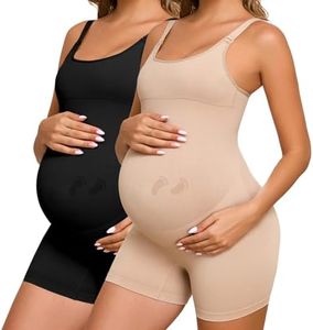 Y25D Women's Maternity Bodysuit Pregnancy Workout Shapewear Yoga Sleeveless Tank Top Shorts Seamless Romper Jumpsuit