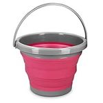 Navaris Collapsible Bucket 5L - Folding Pail for Camping, Beach, Gardening, Fishing, Water, Washing, Laundry, Cleaning, Travelling - Size M, Red