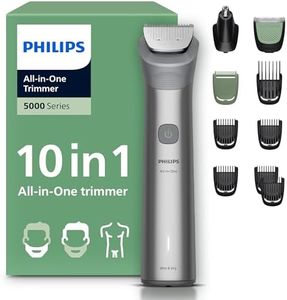 Philips Multigroom 5000 Series All-in-One 10-Piece Trimmer - Shaver and Clipper for Face, Head & Body, Self-sharpening Full Metal Blades, 7 Length Settings (0.5-16 mm), Model MG5922/15