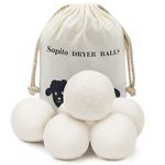 Sopito Tumble Dryer Balls, 6pcs XL Wool Dryer Balls for Laundry to Reduce Drying Time, Wrinkles and Static, Soften Fabric, Reduce Tangle and Make Clothes Fluffy, with Premium Natural Wool