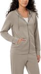 ODODOS Women's Modal Soft Full-Zip Hoodies Casual Relaxed Fall Outfit Hooded Jacket with Pockets, Khaki, Medium