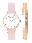 Joker & Witch Nylon Girl Boss Analogue Watch Bracelet Stack For Women, White Dial, Pink Band