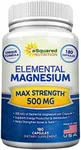 aSquared Nutrition Elemental Magnesium Supplement-180 Capsules-Max Strength Magnesium Citrate & Oxide 500 mg Formula, Mag Tablet Pills for Sleep & Vitamin Deficiency, Natural Calm Complex for Adults