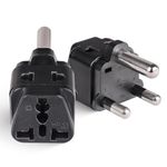 Orei India to South Africa, Botswana, Namibia & More (Type M) Travel Adapter Plug - 2 in 1 - CE Certified - RoHS Compliant - 2 Pack - Black Color (P21-10L-2PK)