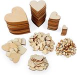 600 Pcs Wood Heart Slices, Natural Wooden Heart Cutouts Unfinished Wood Heart Embellishments Wooden Christmas Ornaments for Christmas, Wedding, Thanksgiving (4 Sizes)