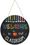 Welcome to Our Classroom Door Sign- 11.8''dia Wooden Welcome Back To School Personalized Round Teacher Door Signs for Classroom Decorations