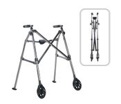 Aidapt Ultra Lightweight Space Saving Wheeled Walker Walking Frame Rollator withWheels, Fold Down Design, Glide Skids, Height Adjustment for Walking, Standing, Mobility for Elderly and Disabled