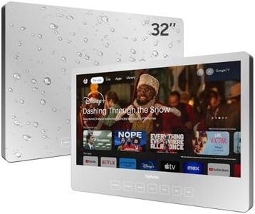 SYLVOX Bathroom TV, 32 inch Smart Mirror TV for Bathroom Shower SPA, Support Google, 1080P IP66 Waterproof Touch Button WiFi Bluetooth Google Assistant, Smart TVs for Indoor Humid Environment