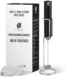 Bean Envy Rechargeable Milk Frother Handheld, Aluminium Coffee Frother Handheld with Stainless Steel Frother Wand, Best Coffee Frother Gift | Adjustable Speed Frother (USB C Cable and Stand Included)