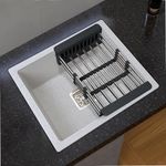 Plantex Granite Single Bowl Kitchen Sink/Non-Fading Mosaic Matt Grey Colour With Uv Protection/Quartz Sink For Kitchen/Undermount/Overmount (Mosaic Grey/21 X 18 Inches)