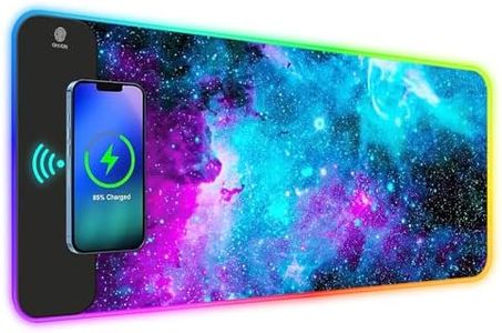 ToLuLu RGB Gaming Mouse Pad, 5/7.5/10/15W Wireless Charging Mouse Pad, 10 Light Modes LED Mouse Pad Computer Keyboard Mat Mousepad, 800x300x4MM Large Desk Mat for Gaming, MacBook PC, Galaxy Nebula