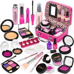 INSPIMYST Pretend Makeup Toy Set - 22 PCS Safe Non-Toxic Fake Make Up Set Cosmetic Beauty Kit Role Play Gift for Little Girls Kids Children Age 3 4 5