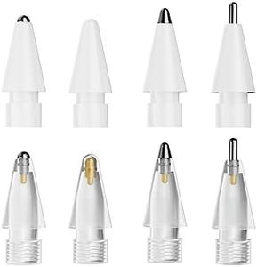 nimin Replacement Tips for Apple Pencil 2nd Gen & 1st Gen- [8 Pack] Apple Pencil Spare No Wear Out Fine Point Precise Control Apple Pen Tip, Plastic Tips + Metal Tips