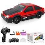 Remote Control Car RC Drift Car 2.4GHz 1:24 Scale 4WD 15KM/H High Speed Model Vehicle with LED Lights Drifting Tire Racing Sport Toy Car for Adults Boys Girls Kids Gift 2Pcs Rechargeable Batteries