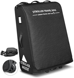 RAYMACE Padded Stroller Travel Bag for Airplane,Stroller Gate check bag with Wheels Compatible with UPPAbaby Vista,Vista V2,Cruz,Cruz V2, Travel Safe Protection Storage Bag,Patterned Design,Black