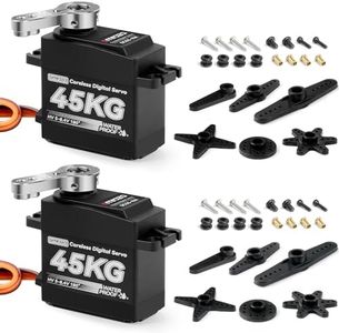 Smraza 45KG Coreless Servo Motor High Torque Steering: 2pcs 8.4V Waterproof Servo Digital Full Metal Gear Servo for RC 1/10 1/8 1/12 Scale Car Truck Crawler/Robot/Boat with 25T Servo Horn（180°×2）