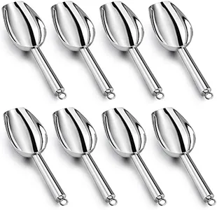 LIANYU Small Ice Scoop Set of 8, 3 Ounce Stainless Steel Scooper for Freezer, Mini Food Scoops for Ice Cube, Bean, Pet Food, Utility Scooper for Canisters Kitchen, Mirror Finish