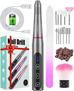 Electric Nail Files, Cordless Nail Drill Rechargeable, 5 Adjustable Speed E File, Professional Electric Nail Drill for Acrylic Nails with 20000 RPM, Portable Manicure Pedicure Kit Gifts for Women Mum