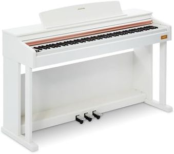 AODSK 88 Key Digital Piano,Weighted Hammer Action Digital Piano with Full-Size Weighted Keys,Triple Pedal,Beginner Bundle with Furniture Stand,Slide Key Cover,Piano Lessons(White)