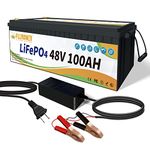 FLLEEYPOWER 48V 100Ah LiFePO4 Lithium Battery, Over 8000+ Rechargeable Deep Cycle, Grade A Battery Cells with Built-in Upgraded BMS, Applied for Golf Cart, Boat, Solar, Marine, Household Applications