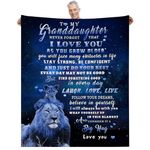 AEEZO to My Granddaughter Blanket from Grandma Granddaughter Gift from Grandpa Lion Blanket for Sofa Bedroom Warm Cozy Flannel Blanket Christmas Birthday Gift for Granddaughter 50x60 Inch