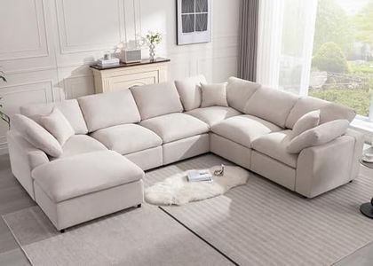 Siiejia Oversized Modular 7-Seater Sofa, Beige