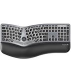 ProtoArc Backlit Wireless Ergonomic Keyboard, EK01 Plus Full Size Ergo Split Keyboard with Wrist Rest, Bluetooth and USB, Natural Typing Compatible with Windows/Mac/Android-Gray Connect Button