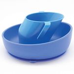 Doidy Cup and Bowl Gift Set, 6 Months +, Silicone Non-Slip Suction Bowl and Open Cup for Training and Learning to eat & Drink, weaning & Feeding Essentials for Baby Food (Blue)