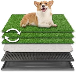 30"x20" Dog Grass Pad with Tray Large for Indoor Puppy PottyTraining with 3PCS Artificial Grass Mats, 1 Washable Pee Pad, Pet Loo Dog Litter Box for Balcony Apartment, 4-Layer System