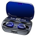 GOSCIEN Wireless Earbuds, Headphones Wireless Immersive Bass Sound Bluetooth 5.2 Headphones with Noise Cancellation Mic, IPX7 Waterproof Bluetooth Earphone with Charging Case for Work, Sports(Blue)