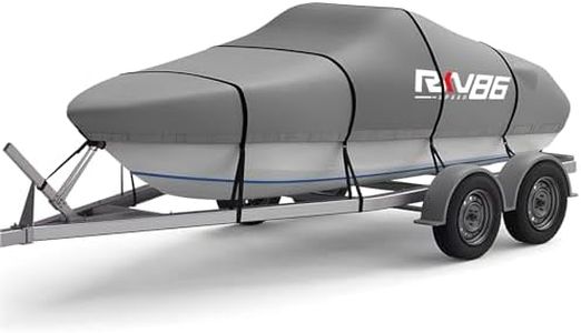 RKV86 Waterproof 6000D Oxford Fabric Boat Cover, Heavy Duty Boat Cover, Fits for Most 17ft, 18ft and 19ft Boat