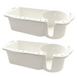 HiUmi 2 Pack Boat Caddy Organizer Marine Cup Holder Universal Fit for Bass Boat Kayak Pontoon Jon Boat Fishing Cabin Storage (2Pack-White)