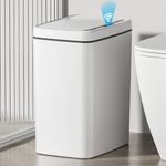 Homie Automatic, Smart Trash Can 3.2 Gallon with Touchless Motion Sensor and Anti - Bag Slip Lid, Use as Mini Garbage Basket, Slim Dust Bin, or Decor in Bathroom, Restroom, Kitchen (Shiny White)
