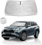 HOHUIGO Windshield Sun Shade for 2024 2023 2022 2021 2020 Toyota Highlander Window Sunshade for L LE XLE Limited Platinum Accessories Foldable SUV Sun Visor UV Protector Heat Shield Cover