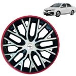 PRIGAN Wheel Cover for Toyota ETIOS Old 14 Inch Silver Black Red Wheel Cap (Available in 12,13,14 Inch) (Set of 4 Pcs) (Press Fitting) Model- Power Triple Color 14