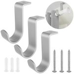 Grevosea 3 Pack Curtain Rod Bracket, Ceiling Curtain Rod Bracket Single Curtain Rod Holders for 1-1/4 Inch Rod Drapery Rod Heavy Duty Curtain Rod Brackets for Living Room Bedroom (Silver)