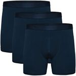 True Classic Ultra-Soft Boxer Briefs for Men Pack of 3, No-Ride Micromodal Mens Underwear. Navy, XL