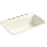 KOHLER K-5864-5U-96 Cape Dory Undercounter Kitchen Sink, Biscuit