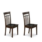 East West Furniture CAC-Cap-W Capri Dining Chairs - Slat Back Wooden Seat Chairs, Set of 2, Cappuccino