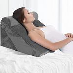 3PCS Bed Wedge Pillow Set Post Surgery Pillow Memory Foam Back Leg and Knee Pain Relief Sitting Pillow for Acid Reflux for Sleeping Gray