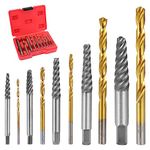 HSEAMALL 10PCS Screw Extractors with Left Hand Cobalt Drill Bits Set,Damaged Screw Remover Drill Extractor Combination Set