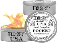 Branded Boards | Made in USA | Portable Mini Bonfire Campfire in a Can | Reusable & up to 2 Hours of Burn Time | Picnics Parties S'Mores Gifts Bushcraft Camping Survival Emergencies (Small 2-Pack)