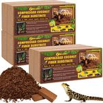 ZeeDix 6Pcs Compressed Coconut Fiber Substrate, 100% Organic Coco Coir Fiber Brick Substrate Fluffy Bearded Dragon Tortoise Snake Terrarium Substrate Loose Natural Husk Terrarium Bedding for Reptiles